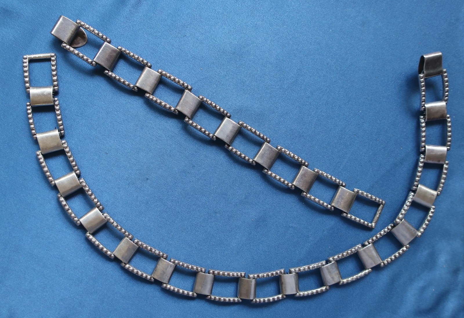 LOS CASTILLO TAXCO MEXICO Sterling Silver Square Chain Link Bracelet Necklace132