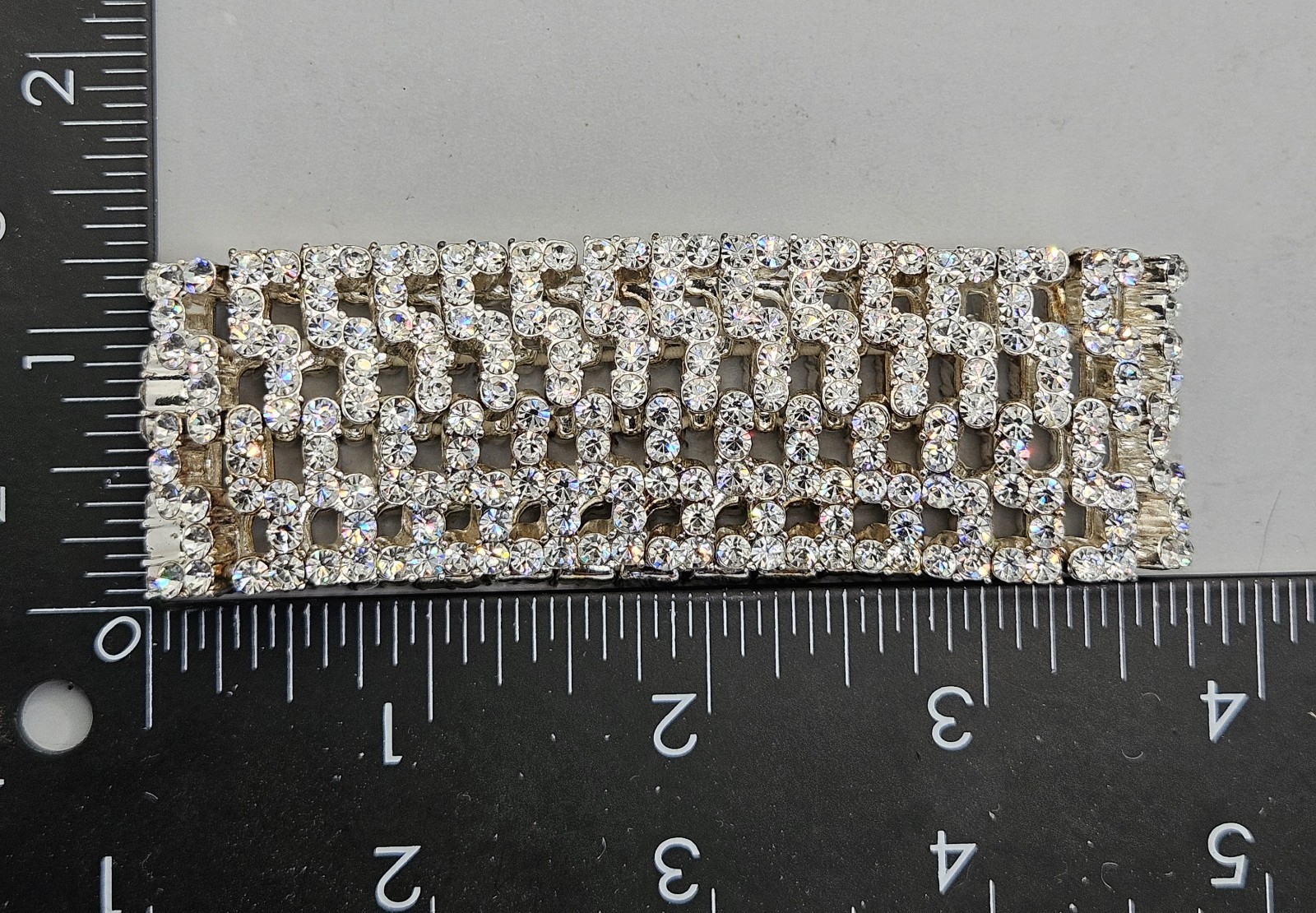 Rhinestone Wide Bracelet Stretch Band Clear Glass Stones Sparkling Party