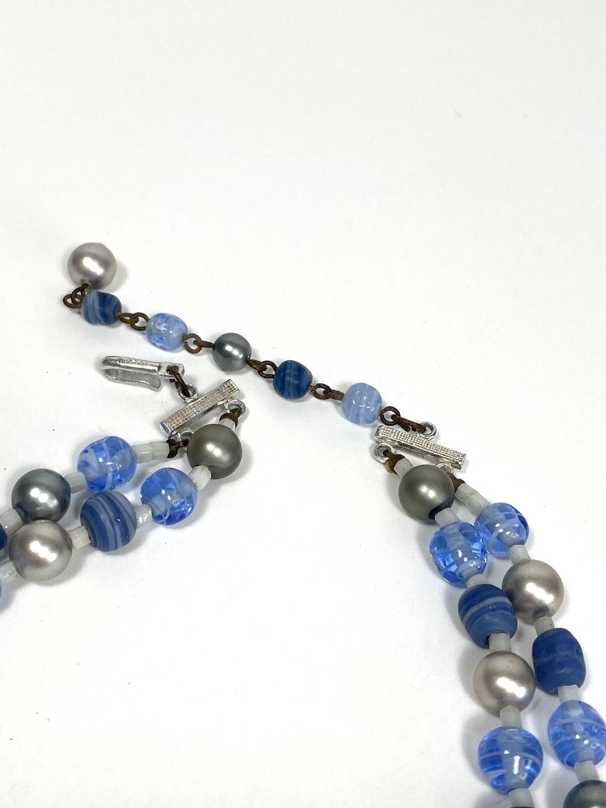 Japan Necklace Two strands Blue Glass Acrylic Beads 14”+ 2”