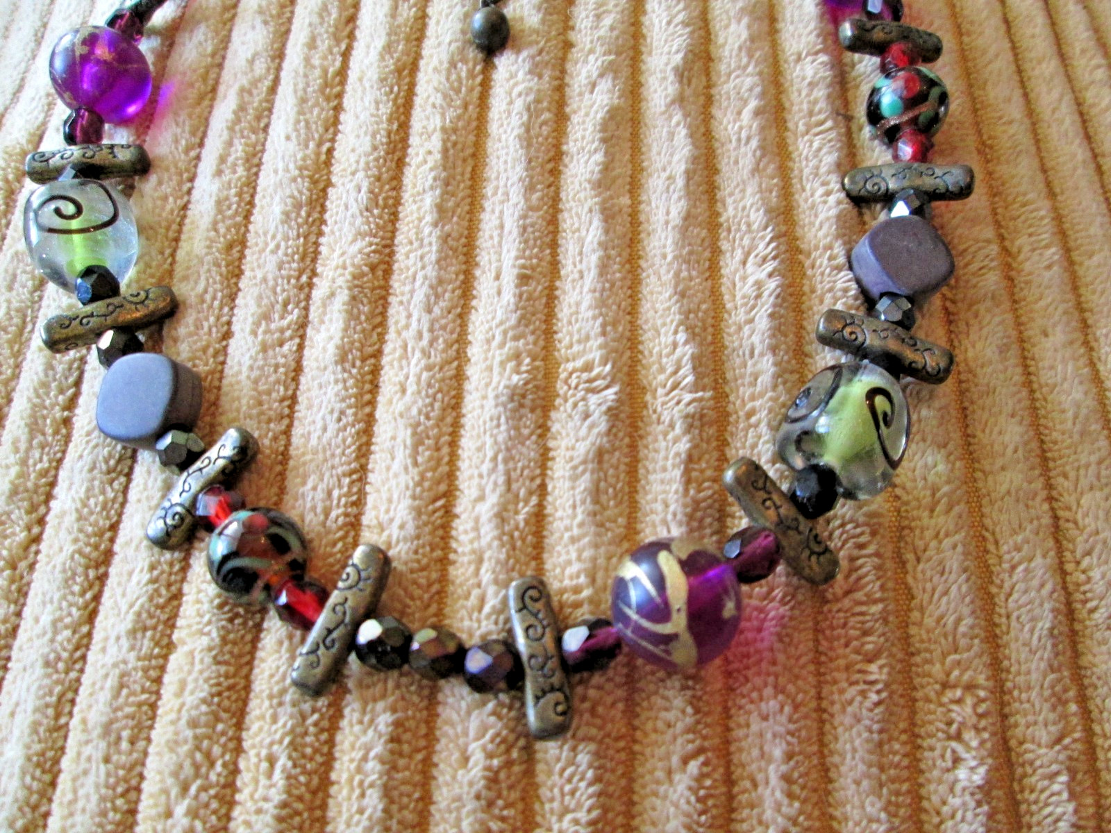 Vintage Chico’s Statement Multicolor Beads Glass Artwork 16″ – 19″ Necklace