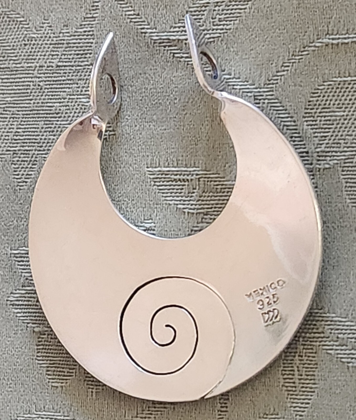 Vtg DDD Dominique Dinouart Mexico Sterling Silver Circle Pendant Swirl Large MCM