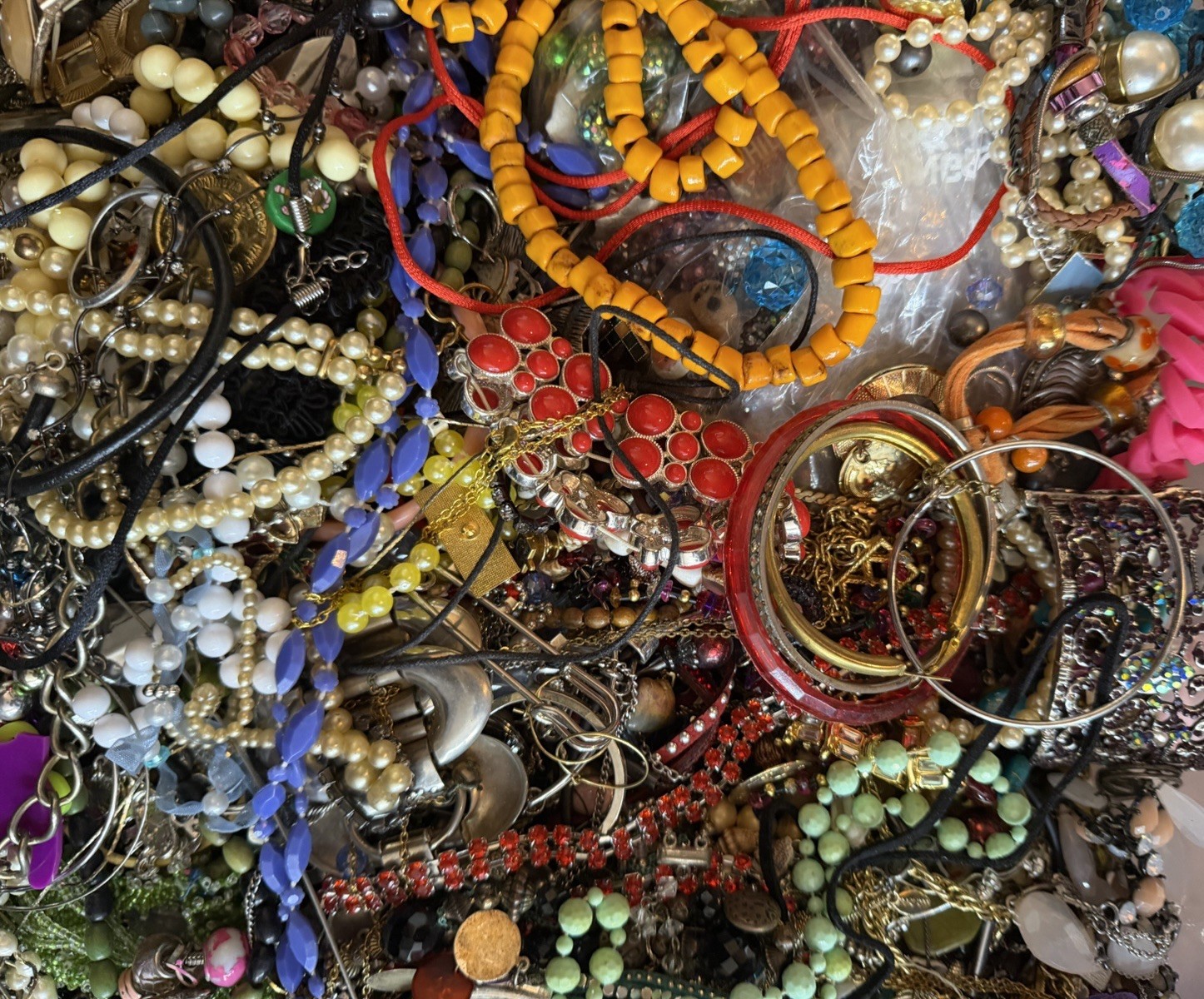 Estate Vintage to Mod Jewelry Lot 2 lb JUNK CRAFT WEAR REPAIR Untested Unsorted