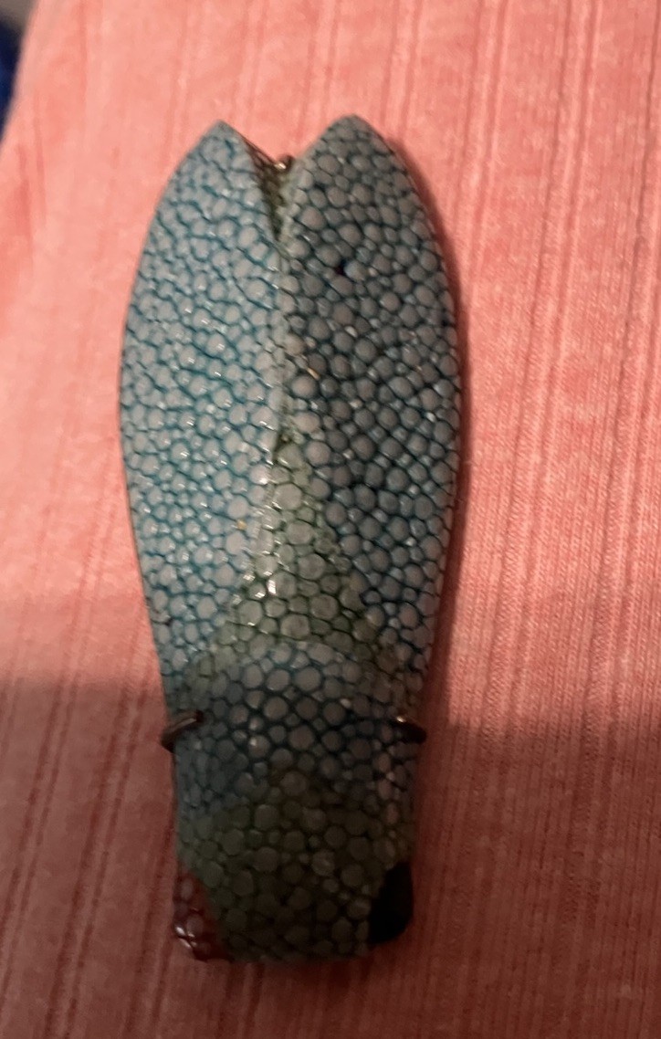 Cicada Bug Vintage pin brooch deco shagreen eel skin OFAK Rare