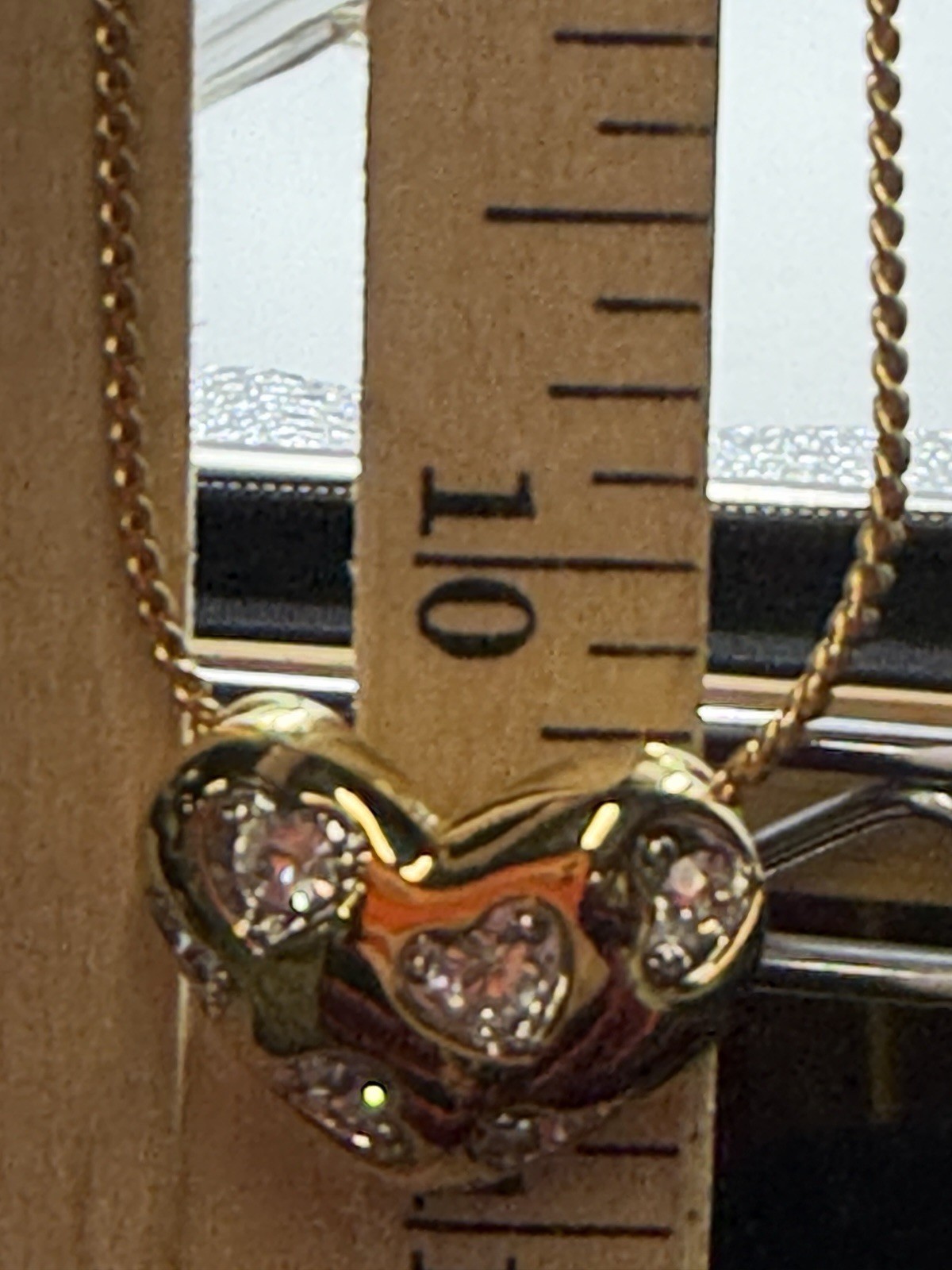 Vintage Necklace Nolan Miller Heart Pendant Goldtone Crystal 22 inches