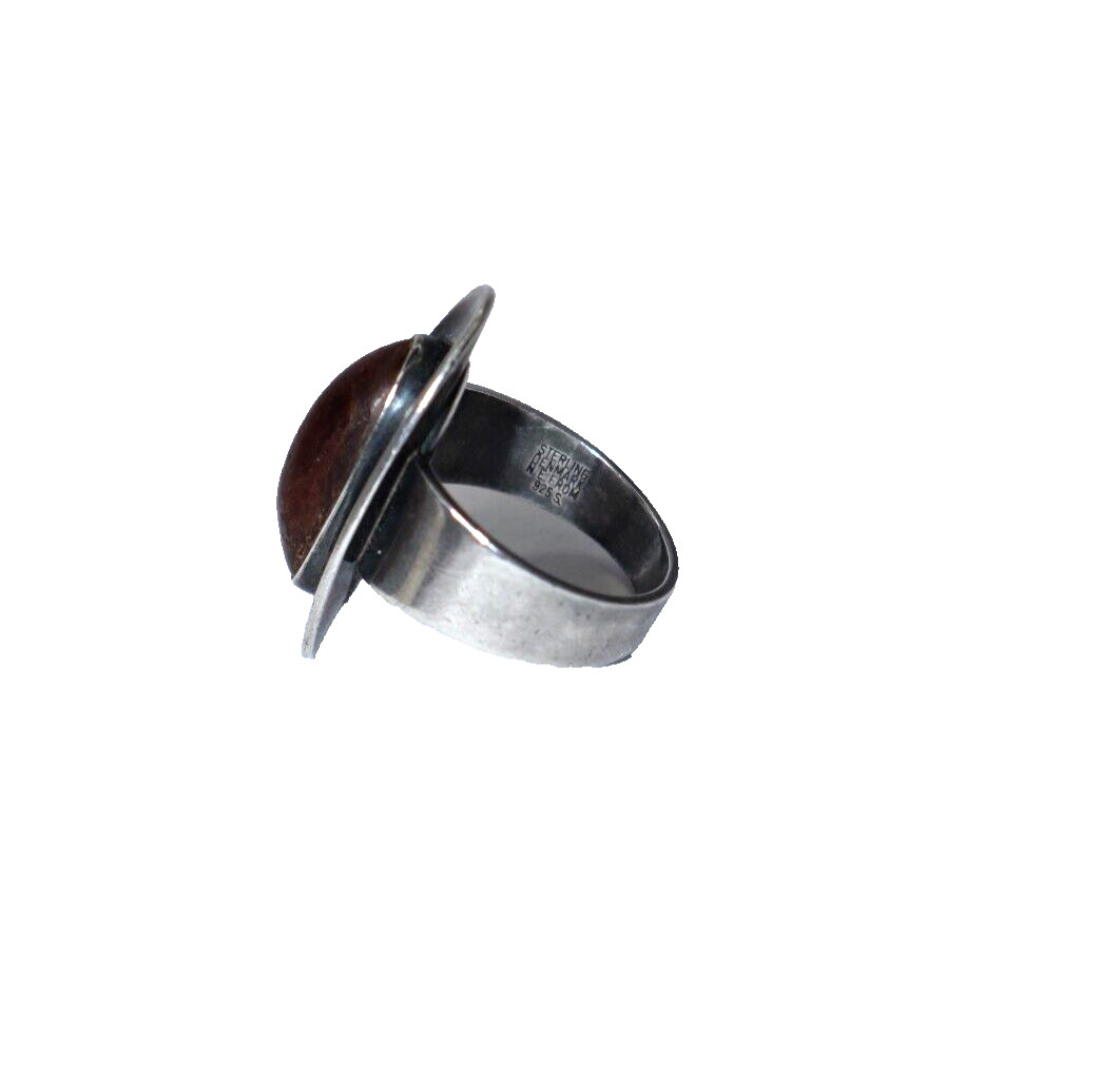 N.E. From – Denmark. Sterling Silver Ring with Amber. 1960s