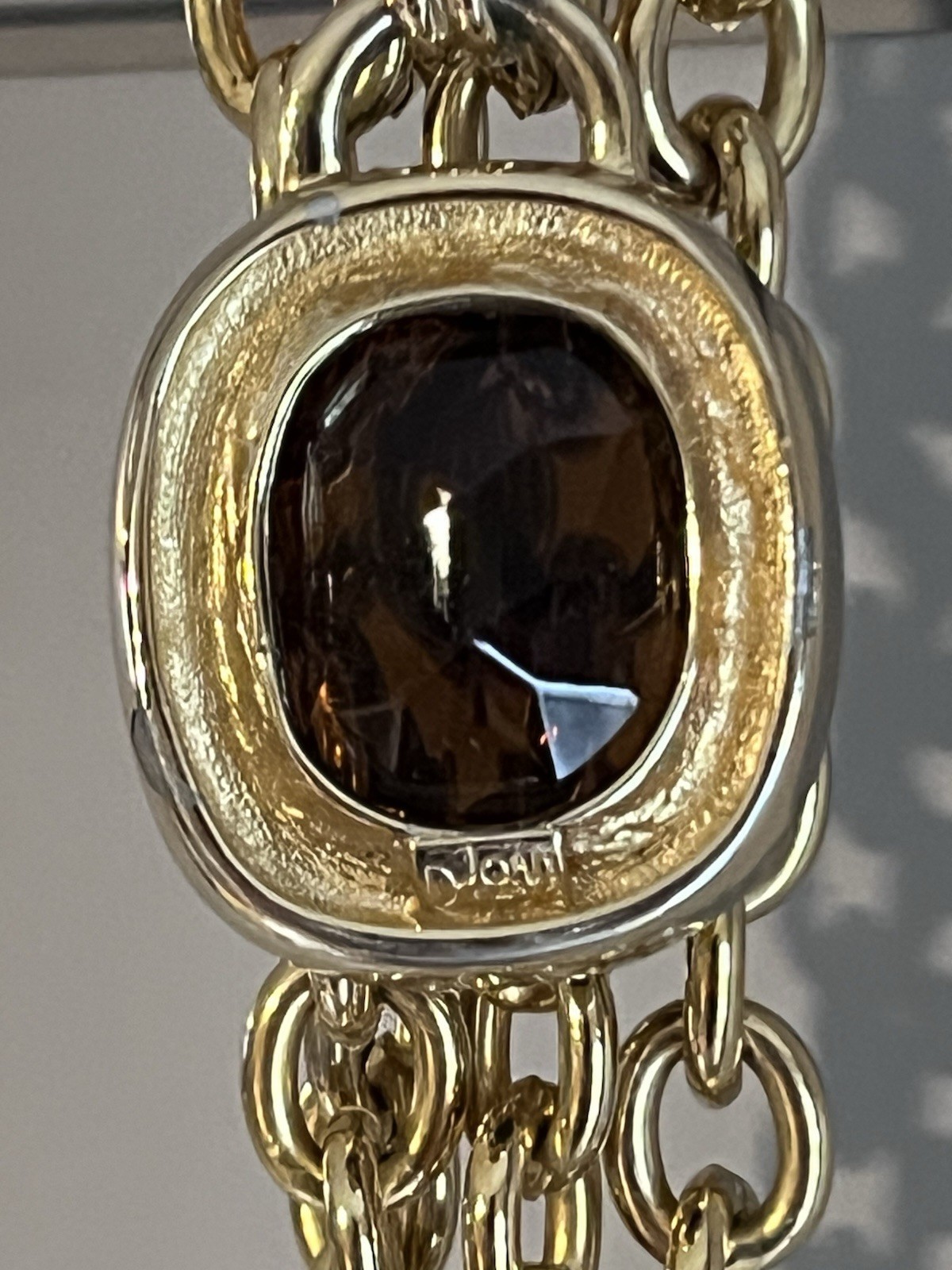 Joan Rivers Signature Pendant Necklace Large Amber Color Stone Cushion Cut