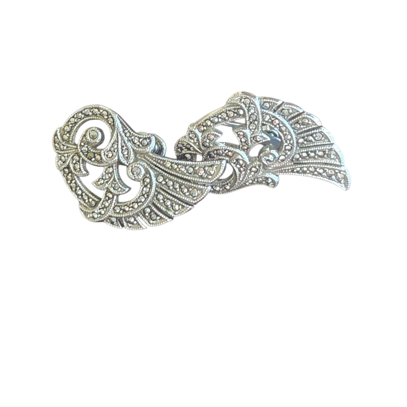 Vintage Sterling Silver Marcasite Kimler Daniel Screw Back Earrings SIGNED