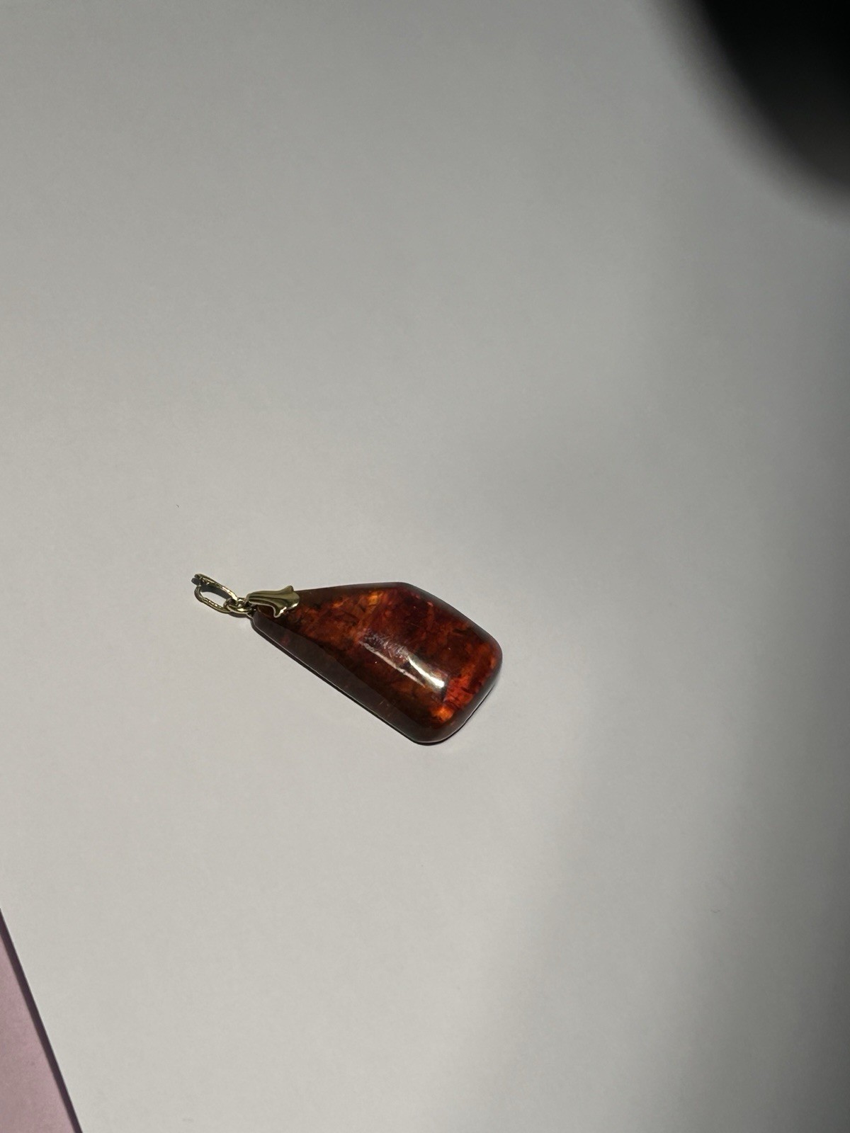 Vintage Baltic Amber Pendant Gold Bail AD Mark Honey Cognac Natural*