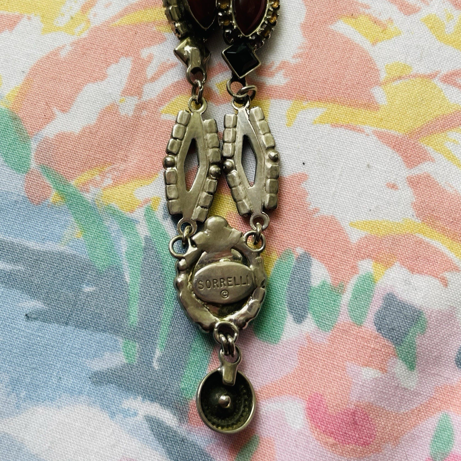 Vintage Sorrelli Necklace 16″ Rhinestones, Cabochon, Purple