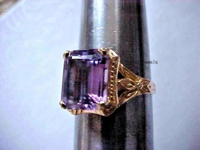 3.1Ct Emerald Cut Lab Created Amethyst Diamond Anniversary Gift 14k Gold FN Ring