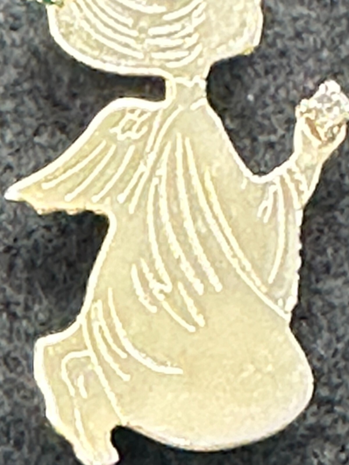 Praying Angel Etched Silver Tone May Green Birthstone Rhinestone Halo Brooch Pin