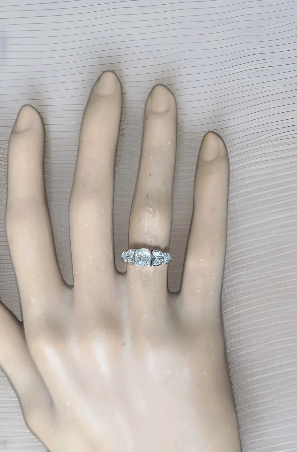 Platinum Vintage Filigree Engagement Ring 0.78ct. Natural Old Mine Cut Diamond
