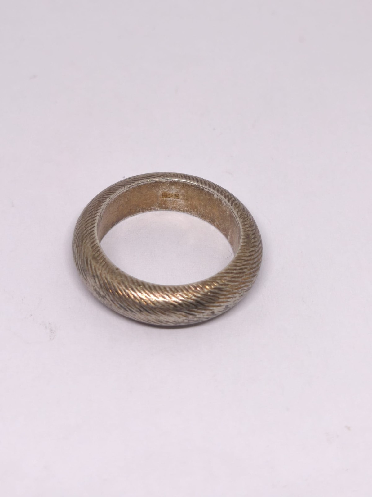 Vintage Sterling Silver 925 Wide Domed Band Ring Textured Unisex Statement Ring