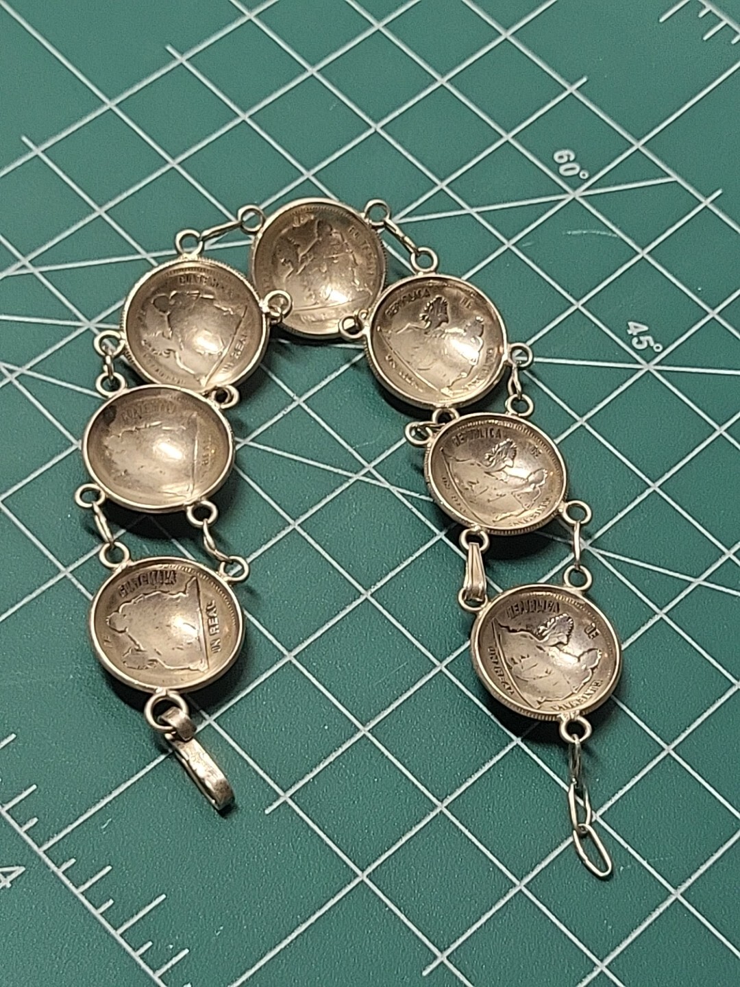 Antique Sterling Silver Coin Bracelet Republic De Guatemala 1833 1890 Coins