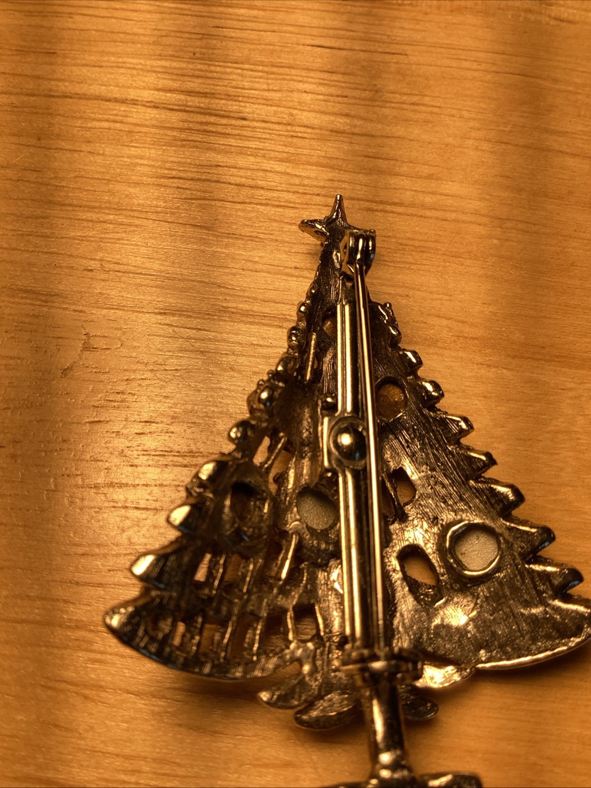 Vintage Christmas tree red green Stone brooch pin collectible jewelry