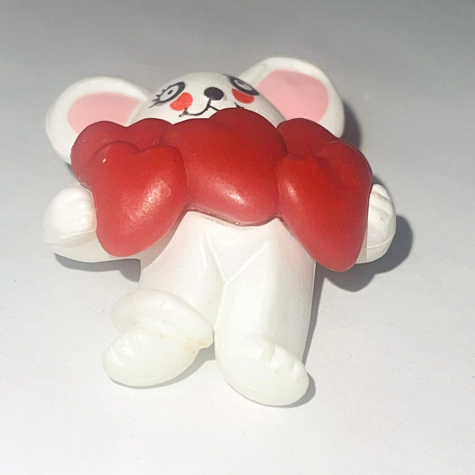 80s Brooch Lapel Pin Mouse Hearts Love Red White Pink Fun World 1984 Vintage