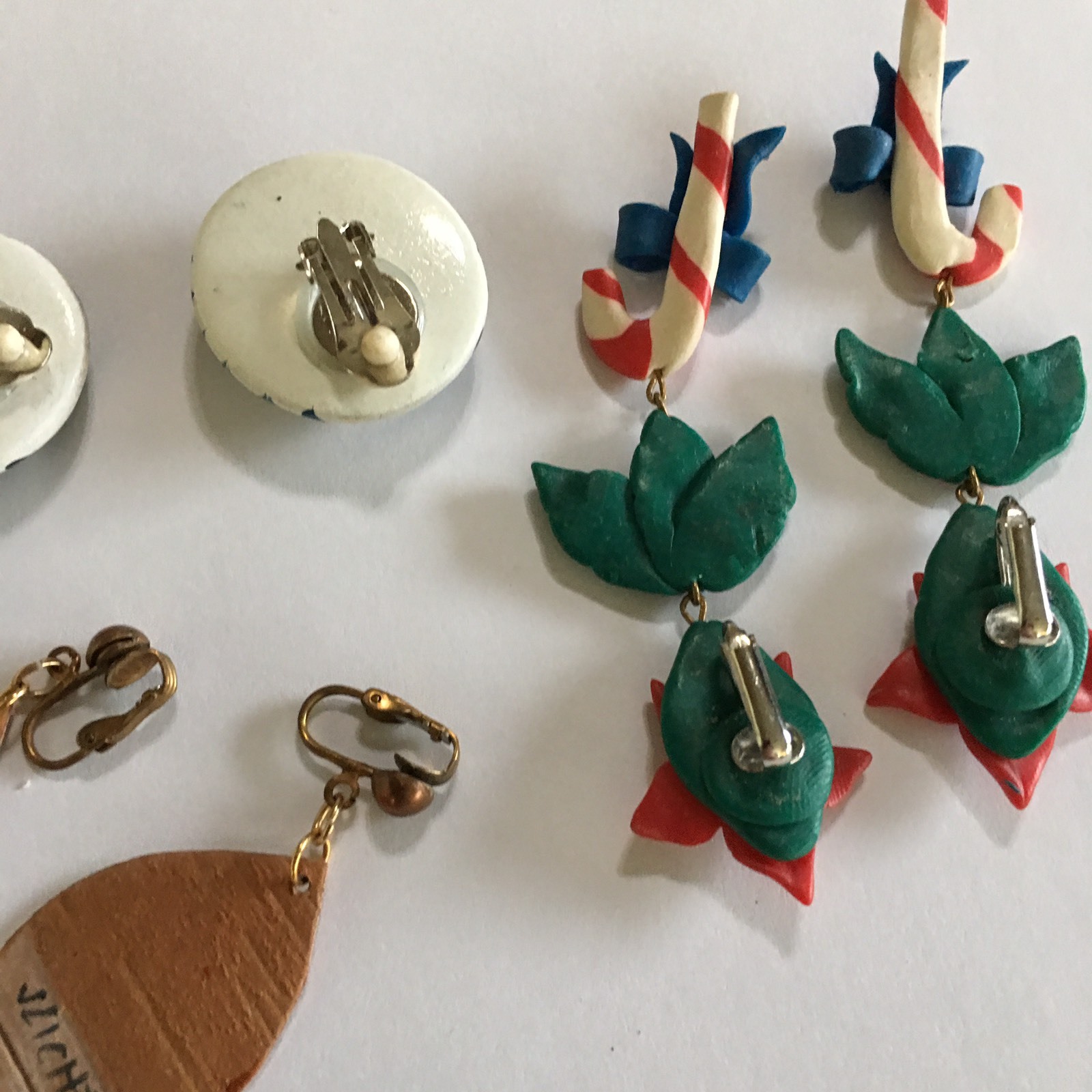 Lot Of 5 Clip On Women’s Costume Earrings HAND CRAFTED Fun Different