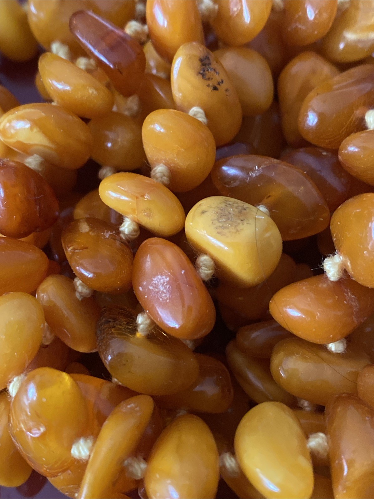 Antique Butterscotch Eggyolk Nugget Genuine Baltic Amber Necklace 126 Grams