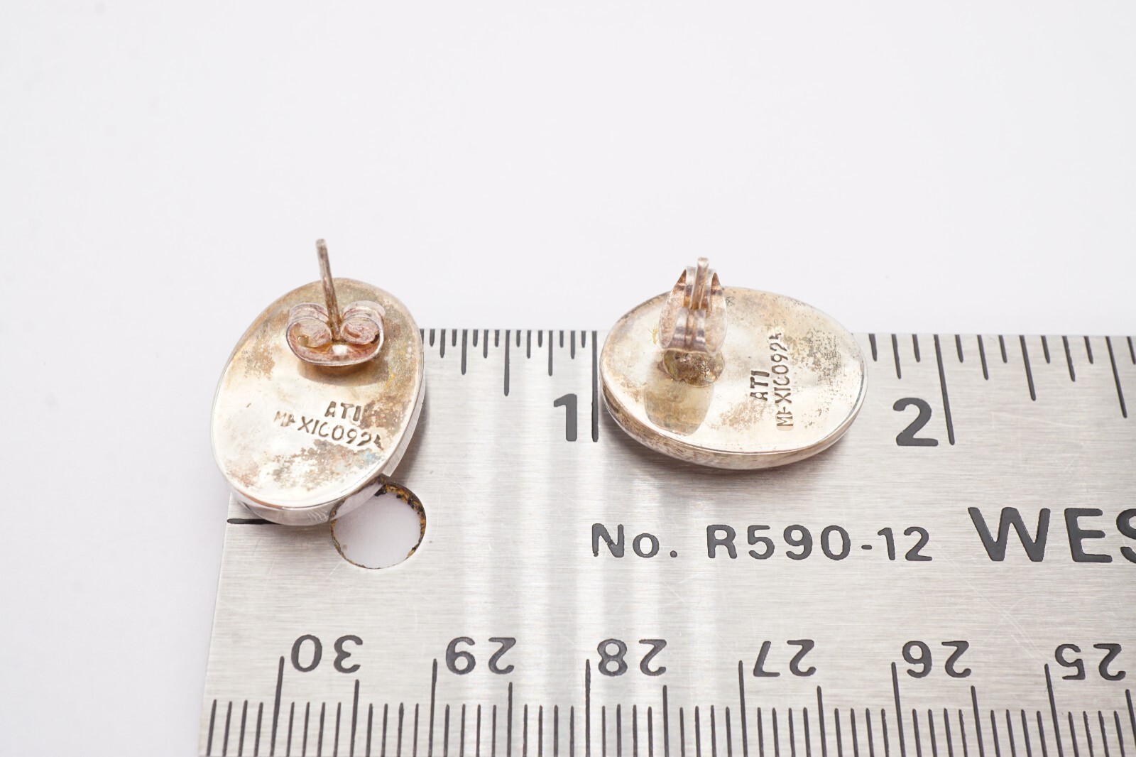Vintage Sterling Silver 925 Mother Of Pearl Earrings ATI Mexico