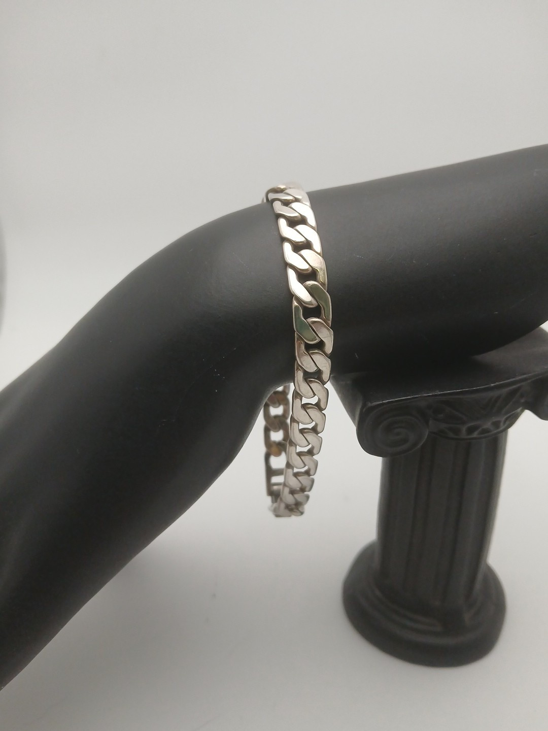 1970s silver-tone tone curb links 1/4 in wide size 7.75 in bracelet