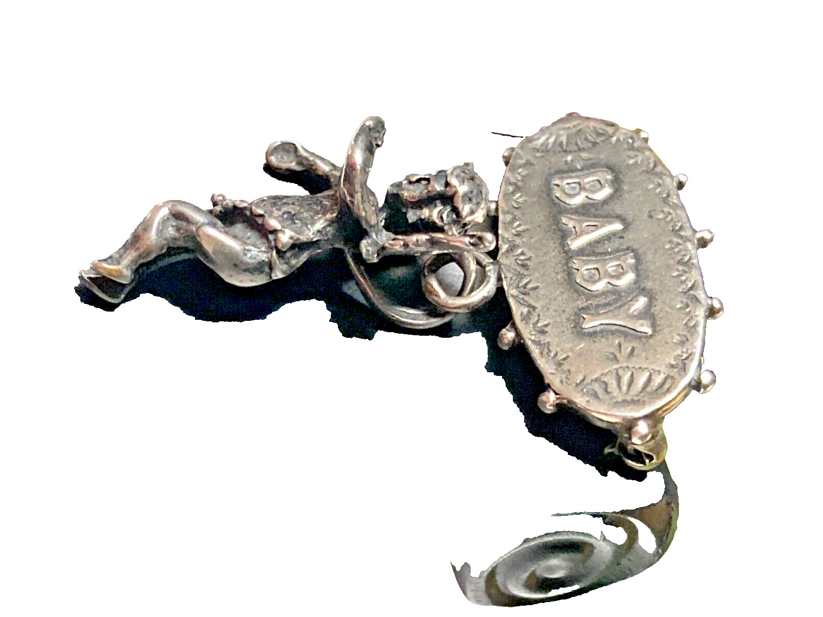 Exceptionally Rare T Foree Sterling Silver “BABY” Angel Cherub Victorian Brooch