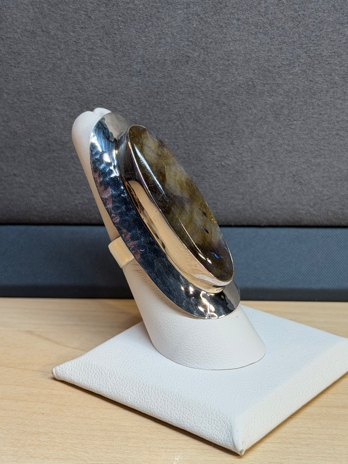 DOMINIQUE DINOUART DDD Mexico 925 Silver Labradorite Elongated Ring Sz 7.25 NEW