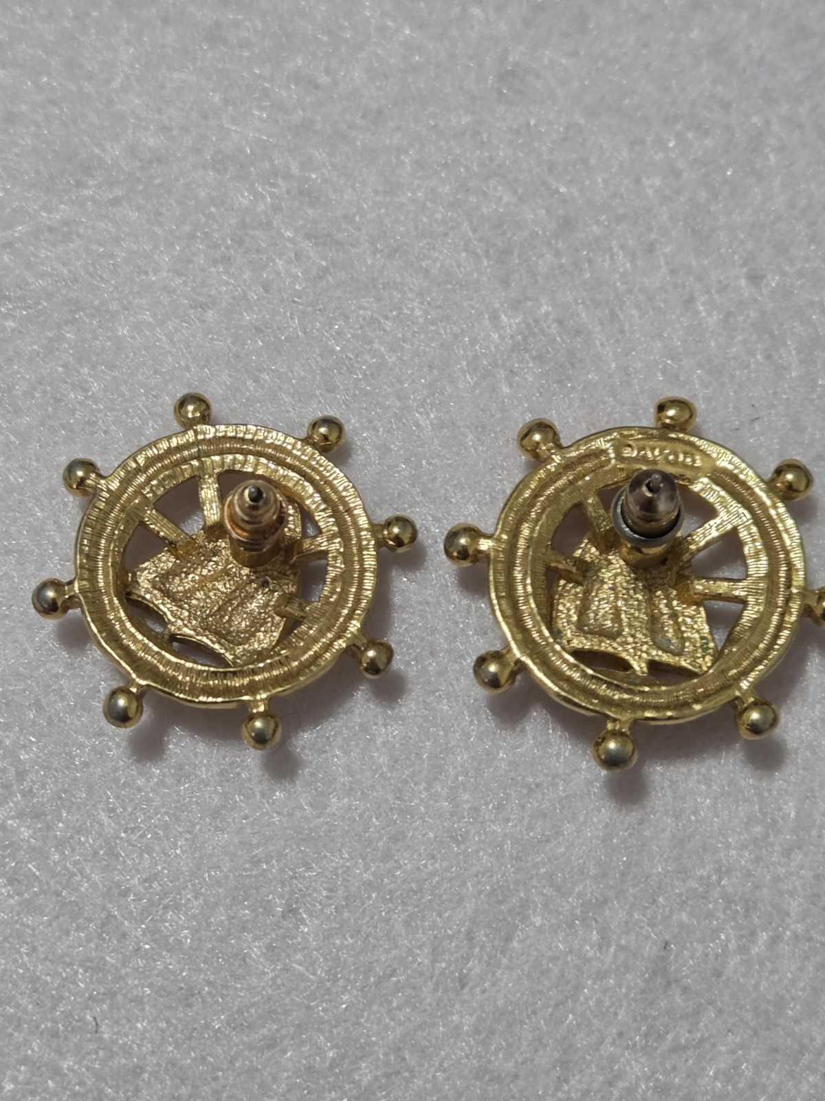 Vintage Avon Nautical Sailboat Earrings | Enamel Ship Wheel Studs