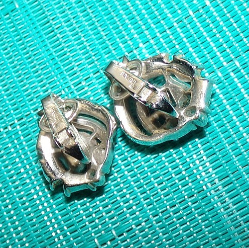 RARE!! signed Crown Trifari earrings with amazing blue stones-OMG!!