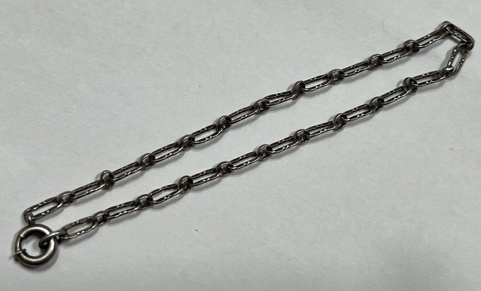 Vintage Estate Sterling Silver Bracelet 925 Ring Link 7″ Starter Charm 1.97gr US