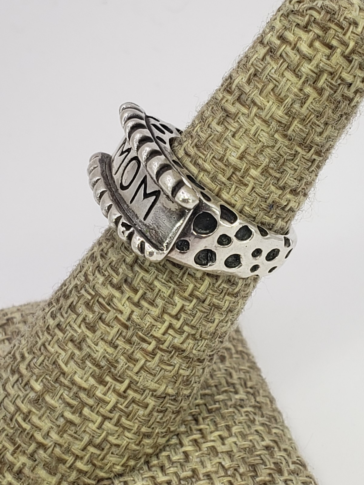 Vintage DLM Dian Malouf Sterling Silver Sailor Tattoo Style MOM Ring Size 5.75