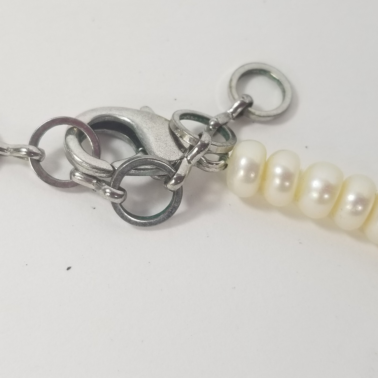 Vintage Pearl and Gray Bead Spacer Statement Necklace 20″