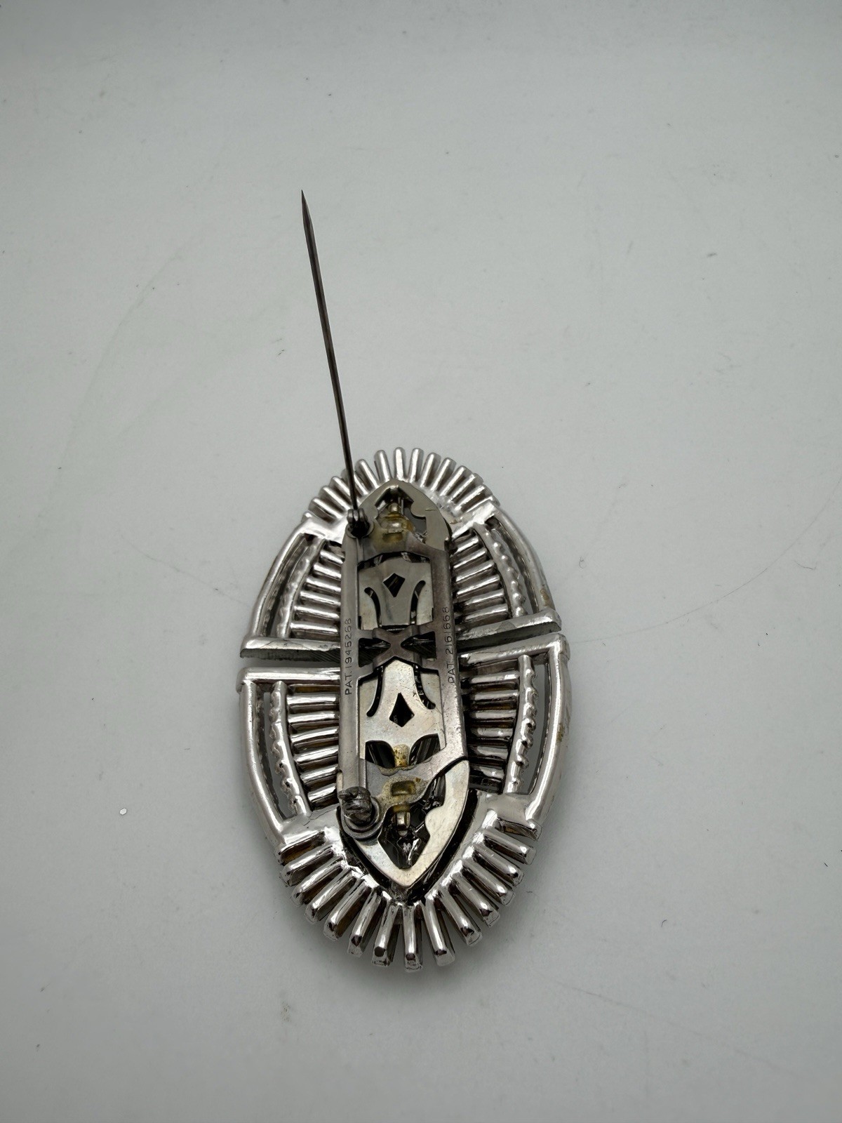Vintage Art Deco Rhinestone Brooch Dress Clip Mechanism Pat 2161668