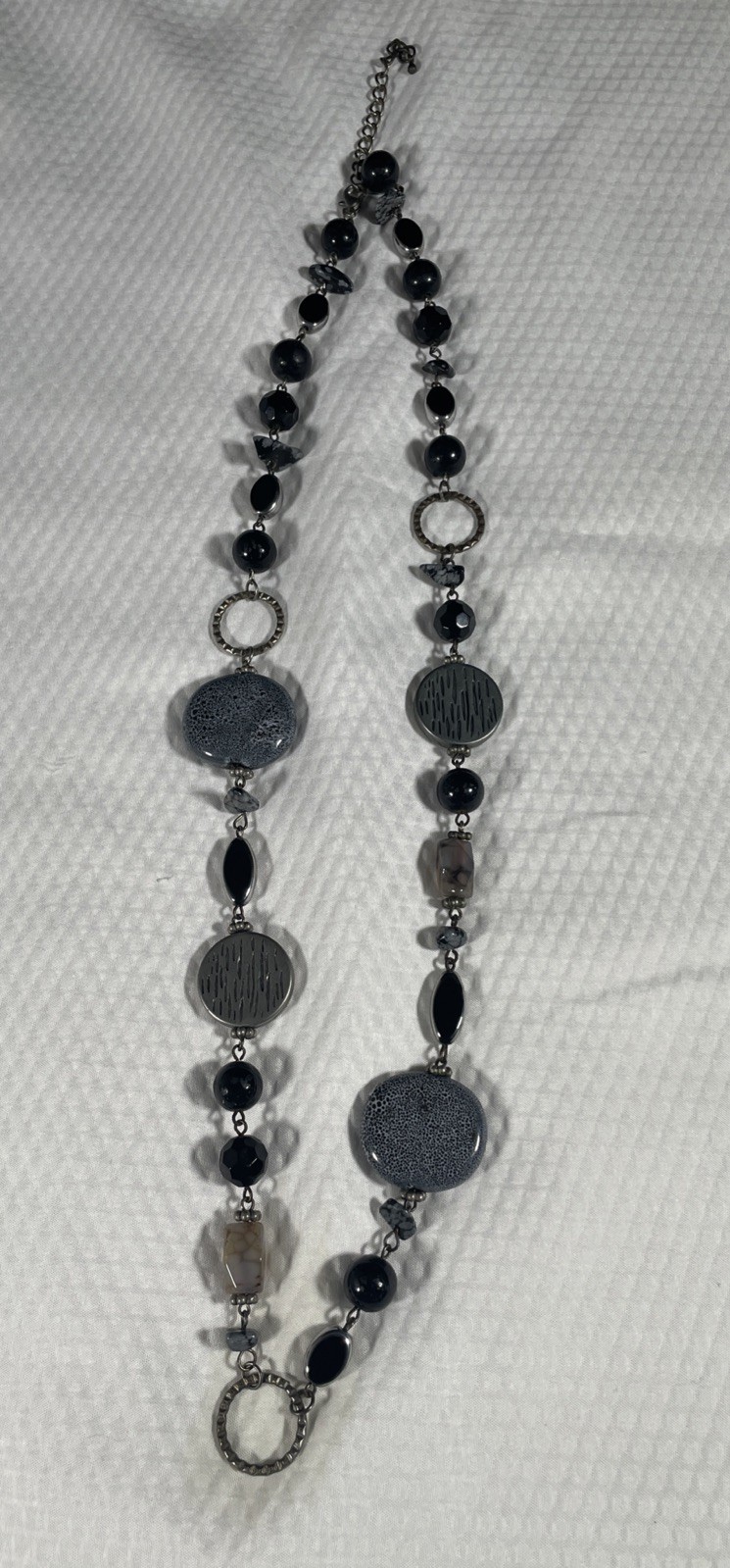 Black Gray Beaded 28” Necklace