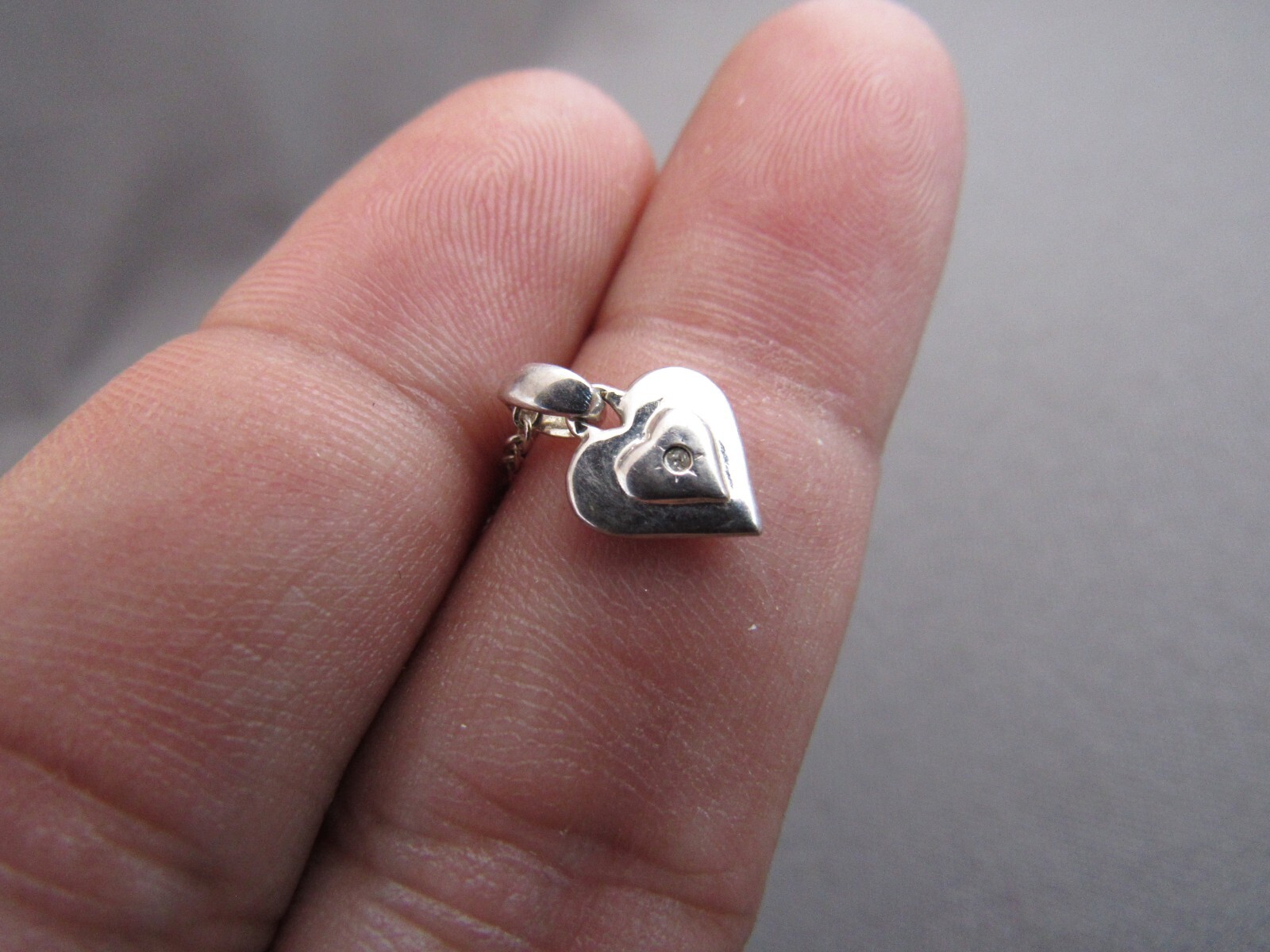 VINTAGE KH KIT HEATH STERLING “MY FIRST DIAMOND” HEART PENDANT NECKLACE