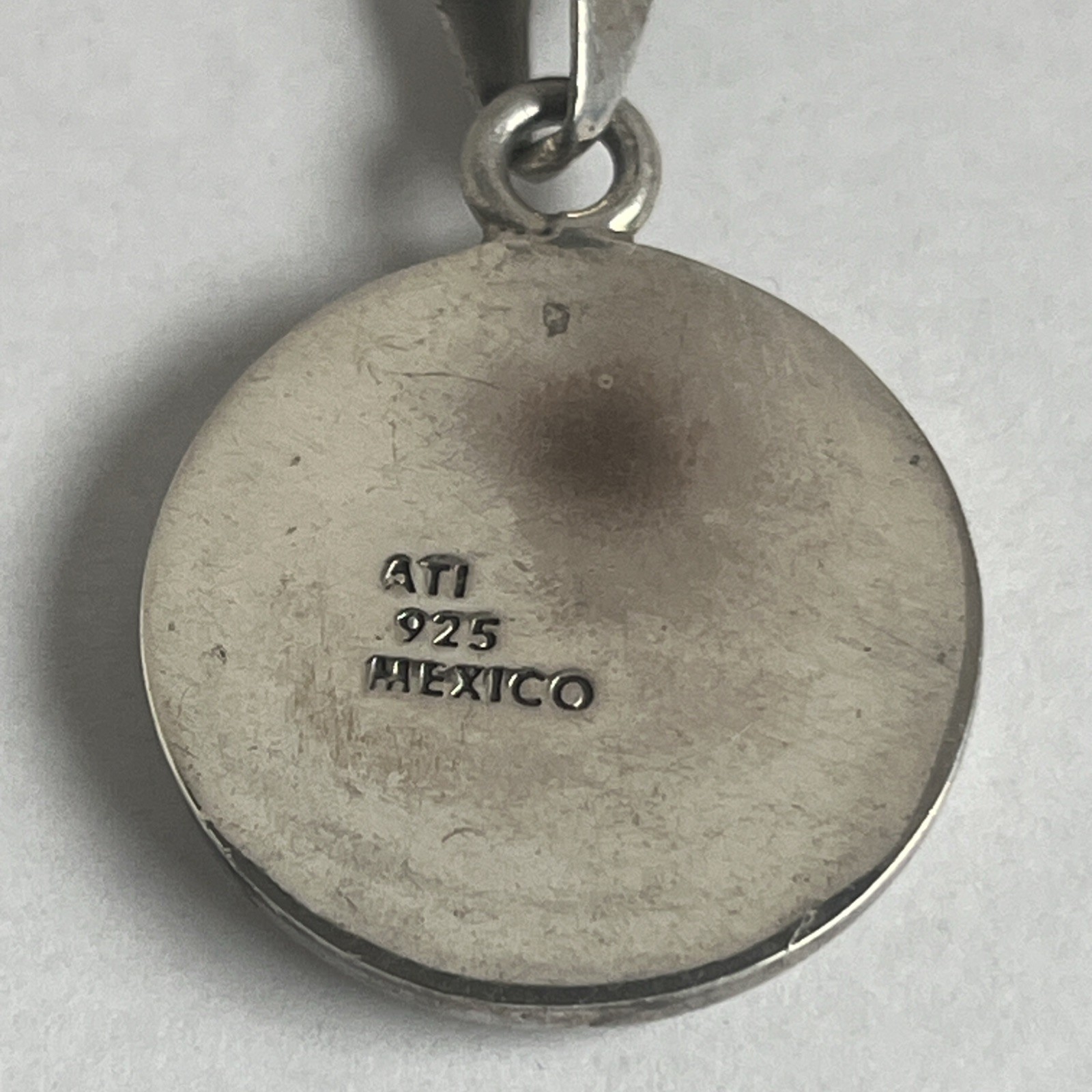 Vintage Sterling Silver ATI Mexico Turquoise Slide Pendant