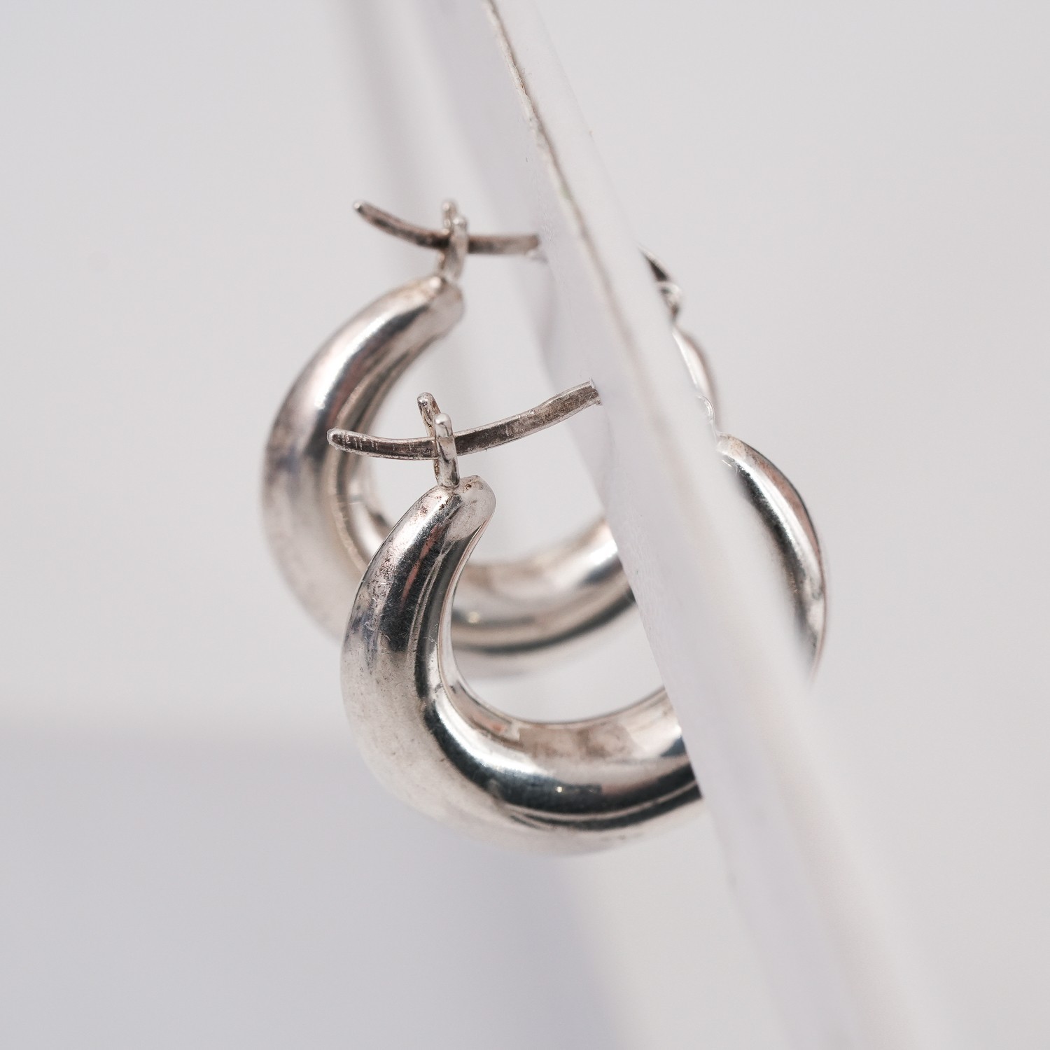 3.7g Pranda Design Sterling Silver Vintage 3/4in Smooth Hoop Earrings Leverback