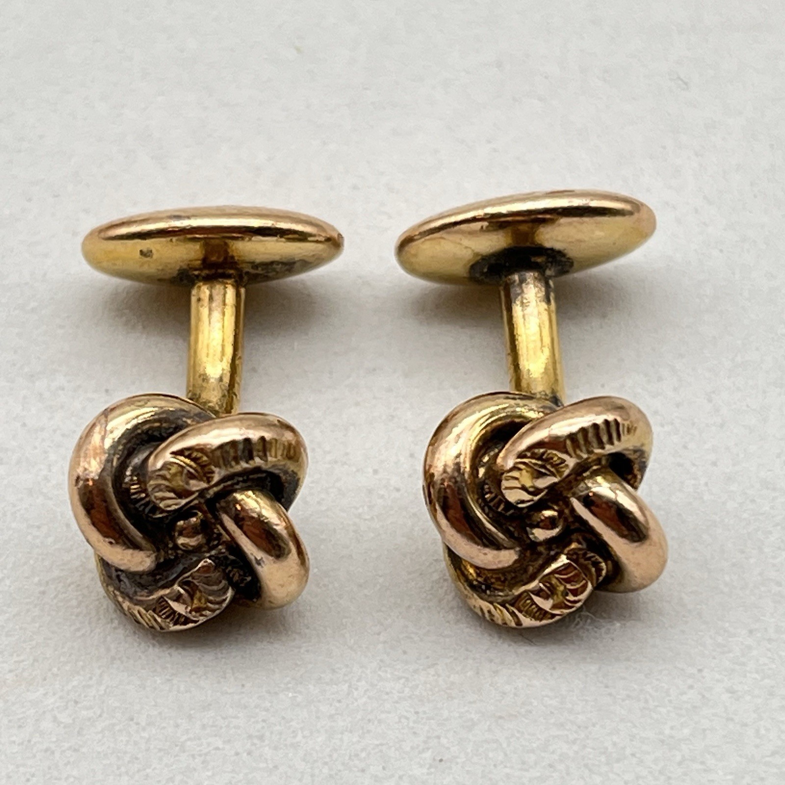 Vintage Love Knot Cufflinks Gold Plated Classic Set .75″