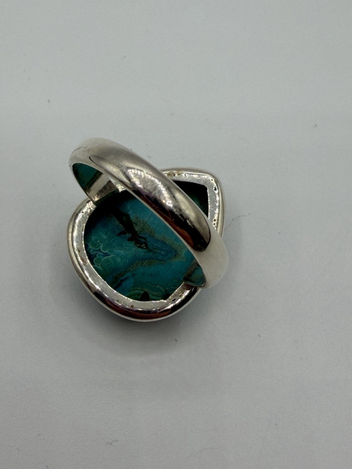 Sterling Silver Ring Chrysocolla Malachite In Vivid Green Chunky 925 Silver Ring