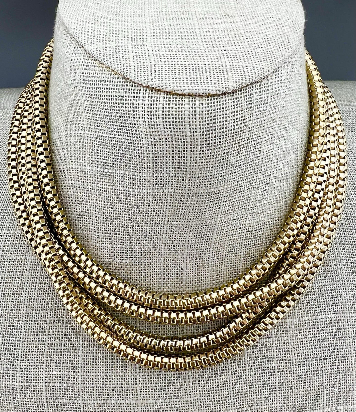Vintage Coro Necklace Rolled Mesh Chain Gold Tone Long Signed 56”
