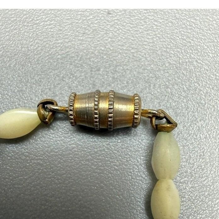 Vintage Mother of Pearl and Coral Bead Necklace 23″ Statement Summer Dainty