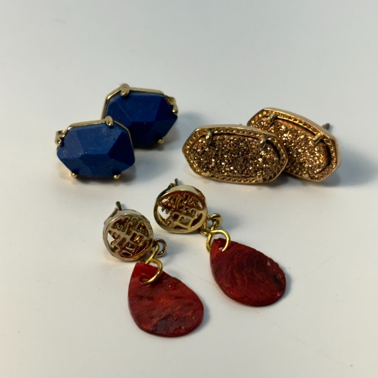 Earring Lot Boho Vintage Western Gold Tone Shell Acrylic