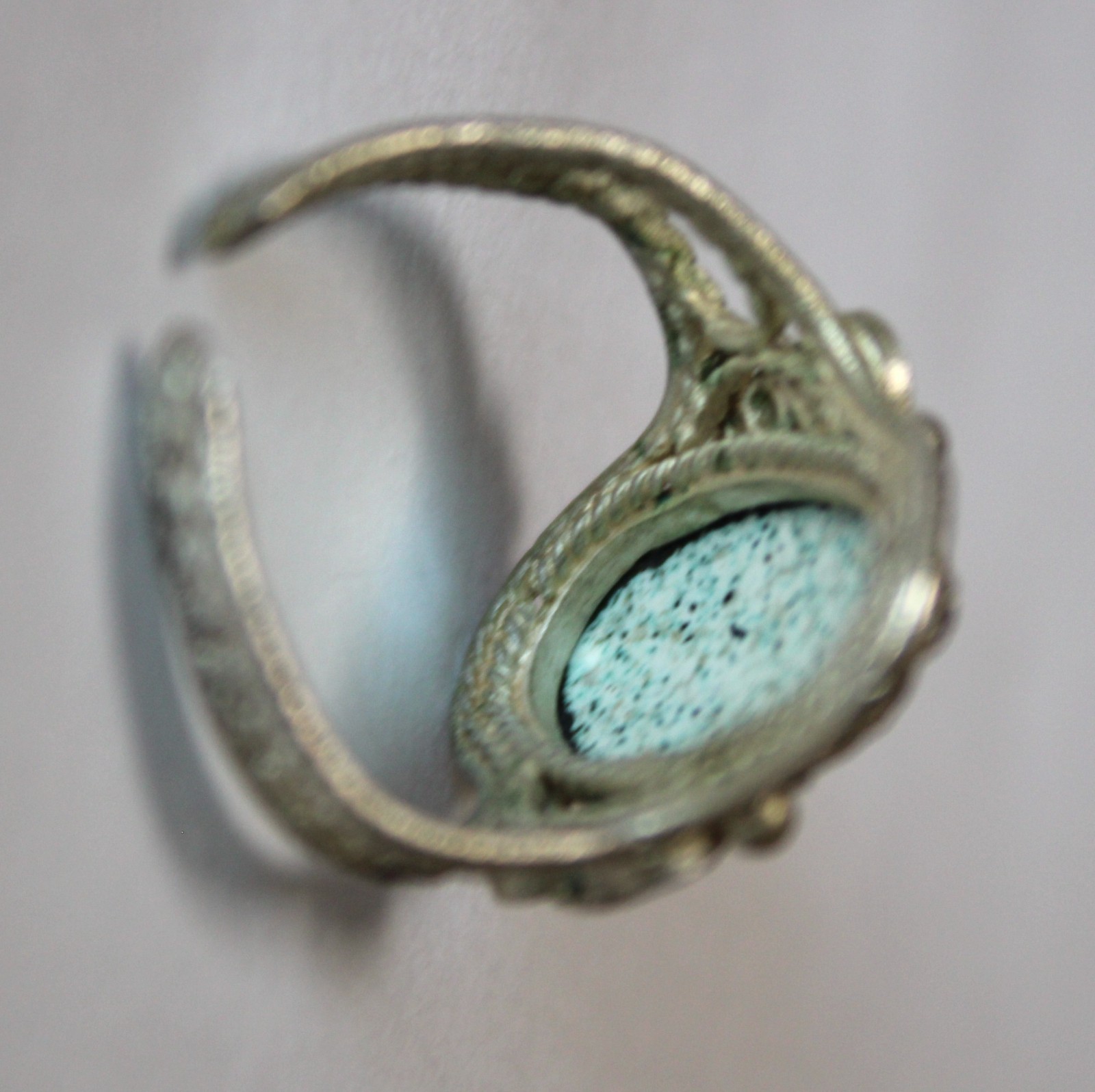 Vintage Unique Russian Enamel Finift Hand Painted Jewelry Cute Floral Ring #48