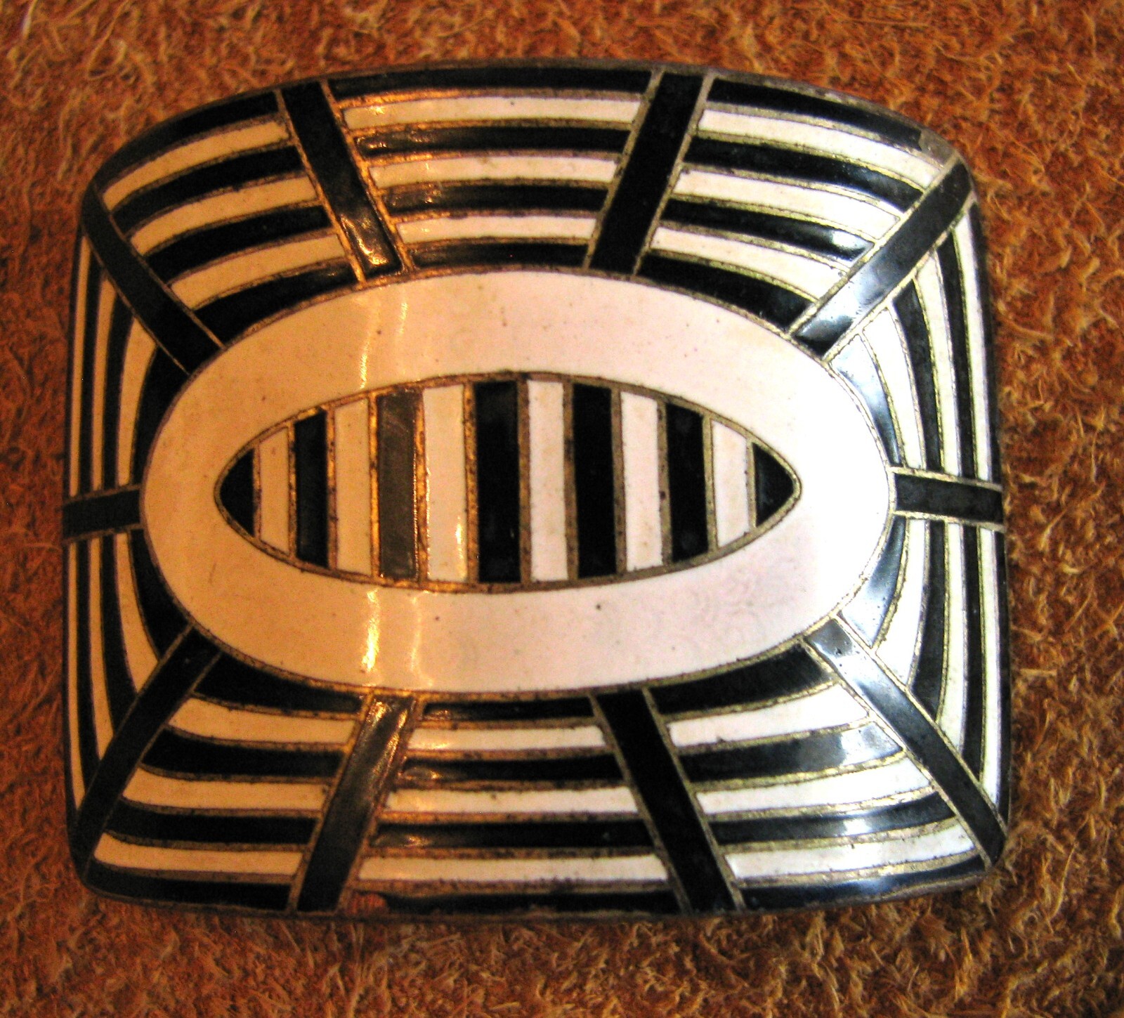 Fishson, Henry Fishel & Sons Mfg. Brooch Buckle – Enamel Design Front 2″ x 1.5″