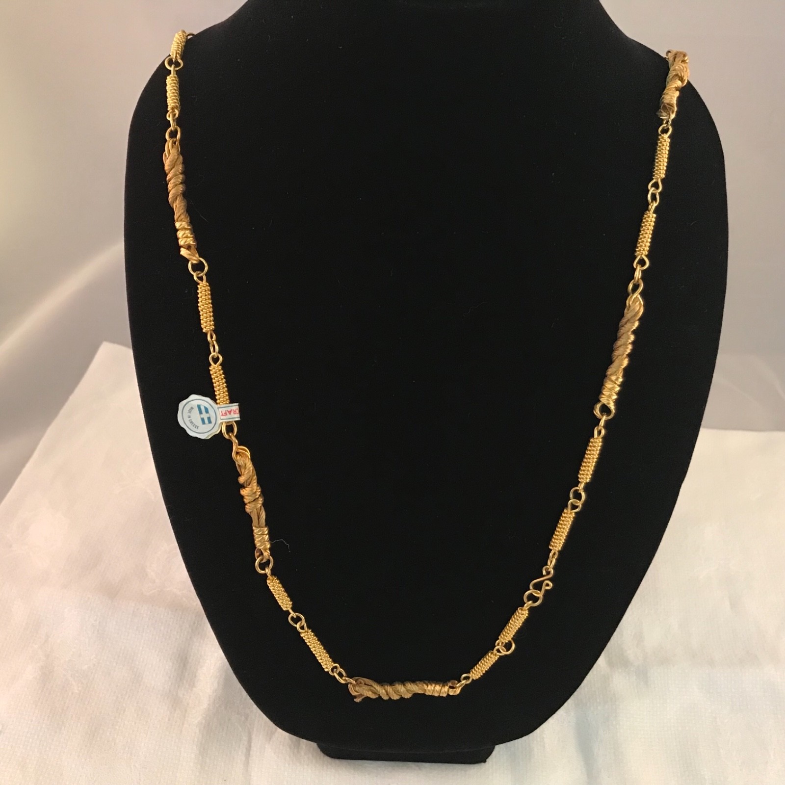 1970’s Handmade Greek Gold Plated Wire Wrapped Necklace NOS