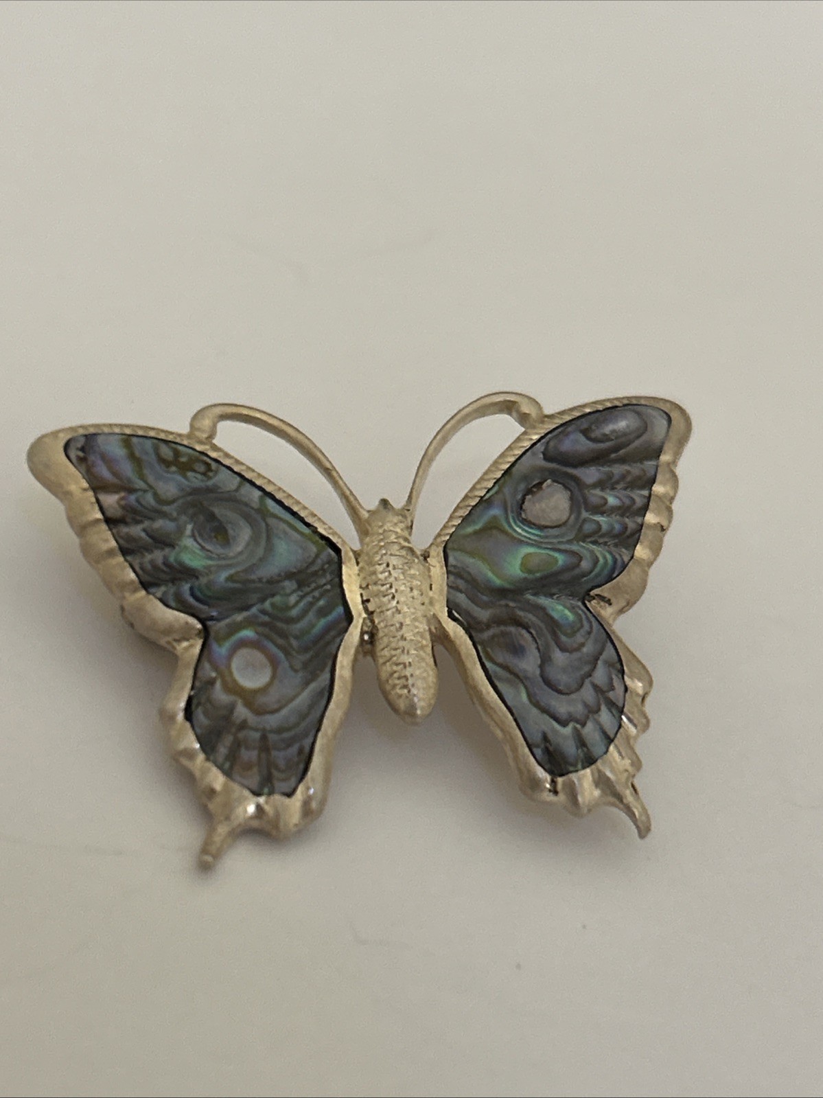 Vintage Ariki New Zealand Sterling Silver Paua Abalone Shell Butterfly BroochX11