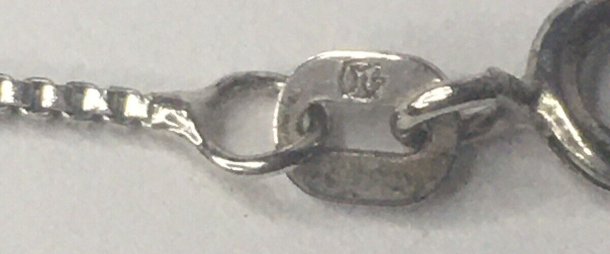 17.5 in Italy Sterling Silver Necklace Cat Print by Diane Kline in Org Gift Box