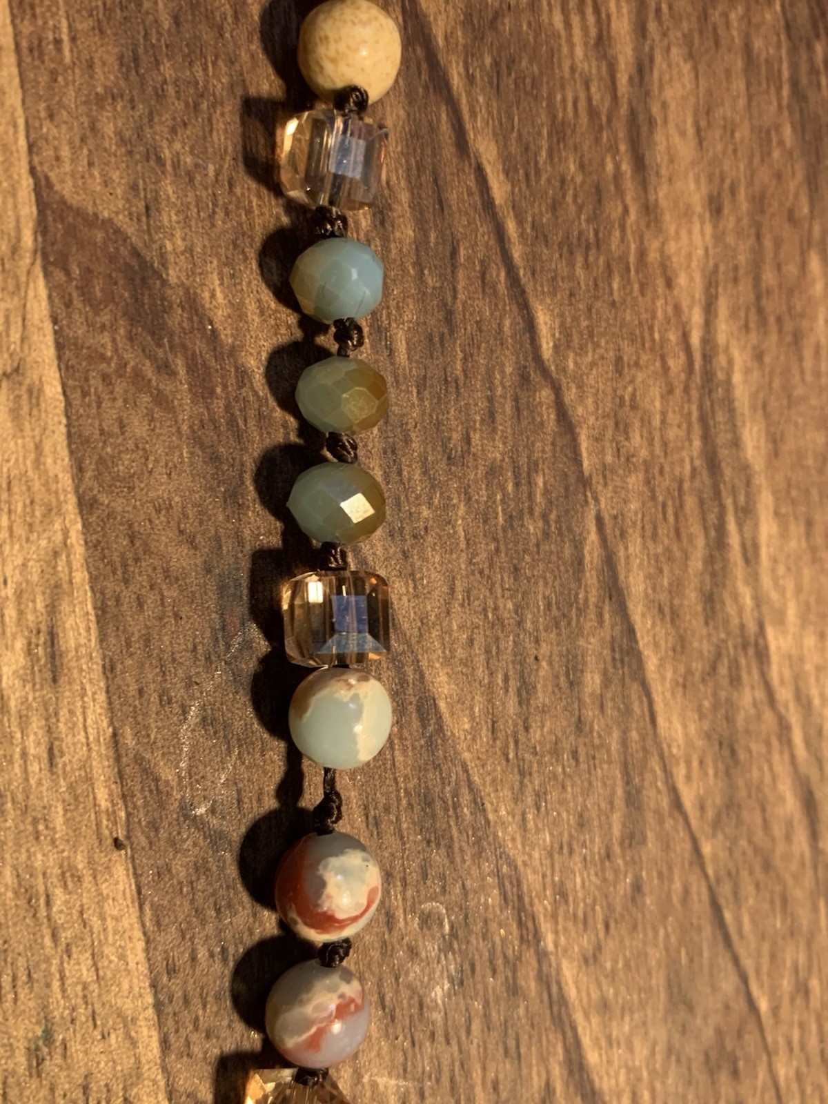 Vintage Boho Ocean Jasper Stone Crystal Artisan Beach Earthtones Necklace