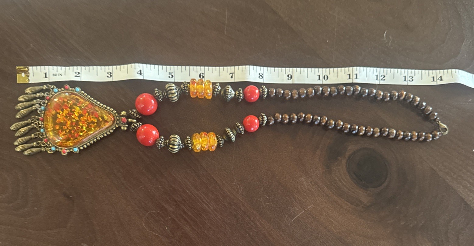 Vintage Costume Jewelry Necklace Multi Materials Used.