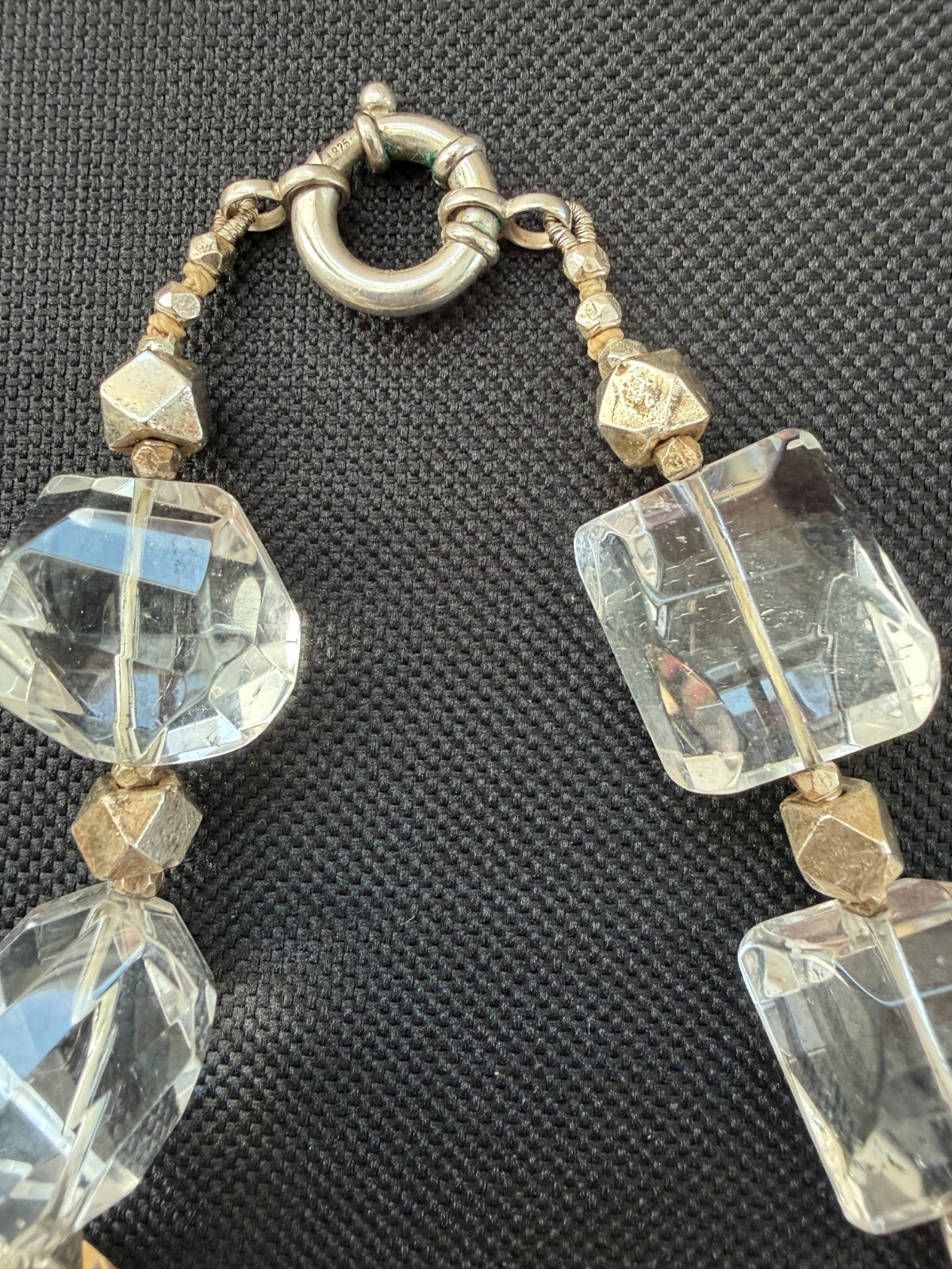 Massive Vintage 5.1oz Brutalist “Ice” Necklace – 14 Faceted 18mm Crystal Nuggets