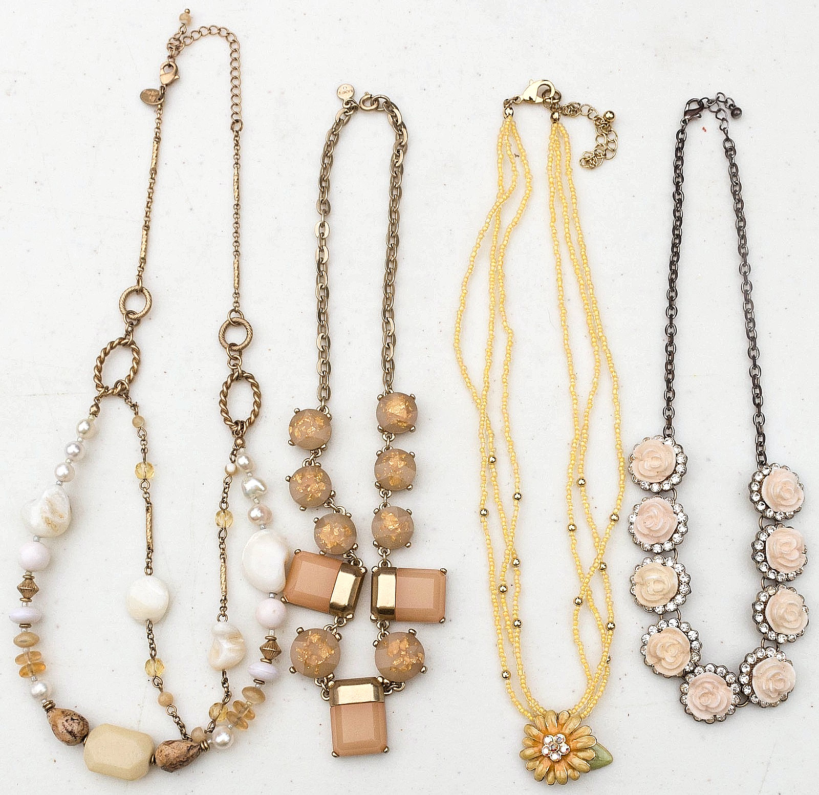 Vintage Lot of 4 Cream & Yellow Necklaces – 1 Loft, 1 lia sophia